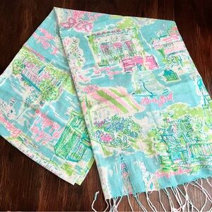 Lilly Pulitzer Aqua and Pink Printed Scarf